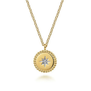 Bujukan Gaby Medallion Necklace with Starburst Diamond Center