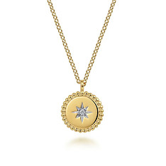 Bujukan Gaby Medallion Necklace with Starburst Diamond Center