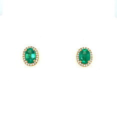 Emerald and Diamond Halo Studs