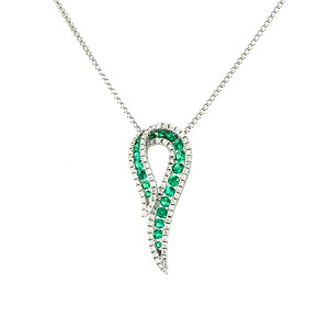 Asymmetrical Emerald and Diamond Pendant