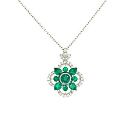 Floral Emerald and Diamond Pendant