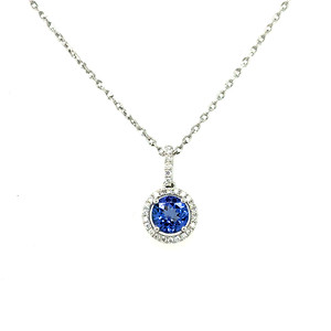 Tanzanite Diamond Halo Pendant