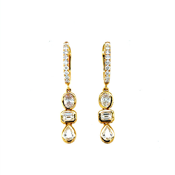 Multi Shape Bezel Diamond Earrings
