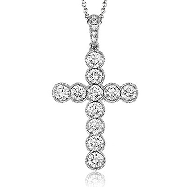Round Diamond Cross Pendant