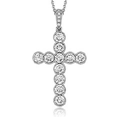 Round Diamond Cross Pendant