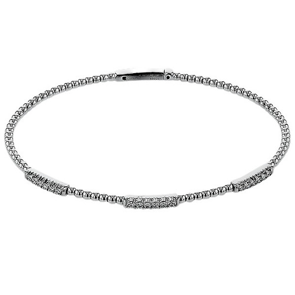 White Gold Beaded Stackable Bangle
