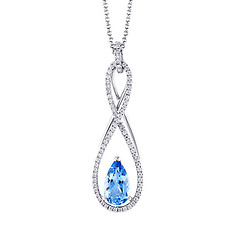 18K White Gold Aquamarine & Diamond Pear Shape Pendant