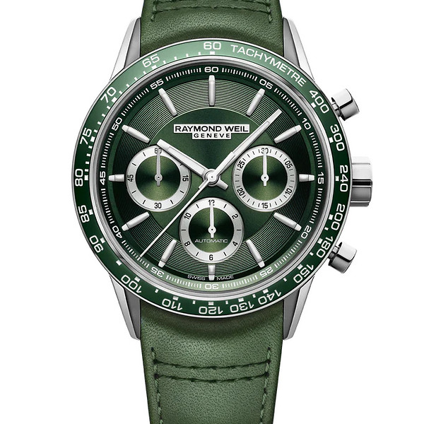  Freelancer Men's Automatic Chronograph Green Leather Watch