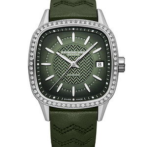 Freelancer Ladies Automatic Green Dial Leather Cushion Shape Watch