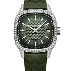 Freelancer Ladies Automatic Green Dial Leather Cushion Shape Watch