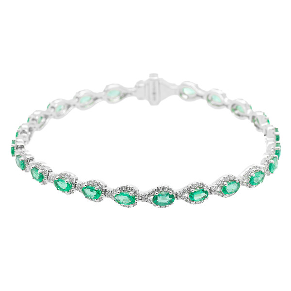 Emerald and Diamond Tennis Bracelet