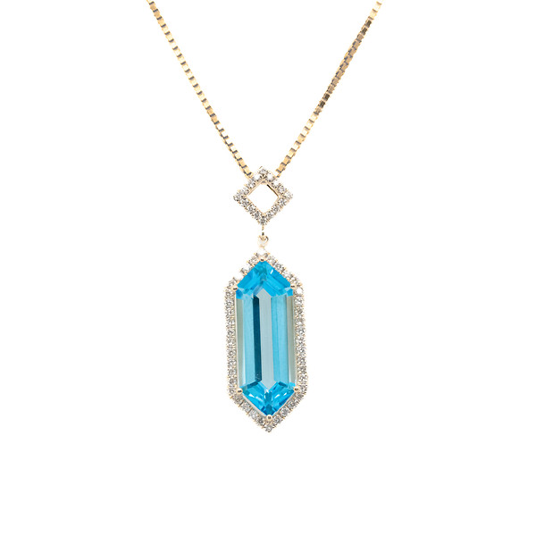 Blue Topaz and Diamond Pendant