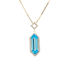 Blue Topaz and Diamond Pendant