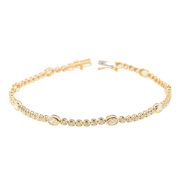Oval and Round Diamond Tennis Bracelet