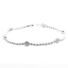 Alternating Diamond Cluster Tennis Bracelet
