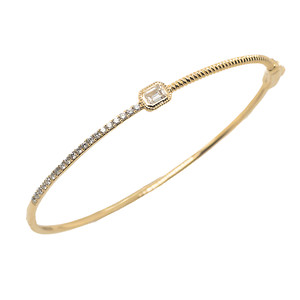 Emerald and Round Diamond Bangle