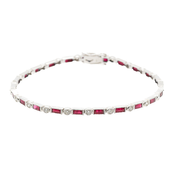 Bezel Set Ruby and Diamond Bracelet
