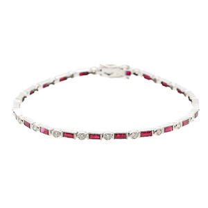 Bezel Set Ruby and Diamond Bracelet