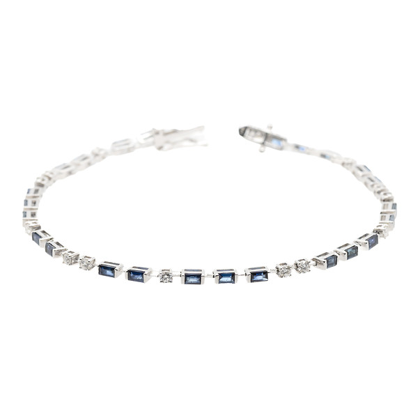 Baguette Sapphire and Diamond Bracelet
