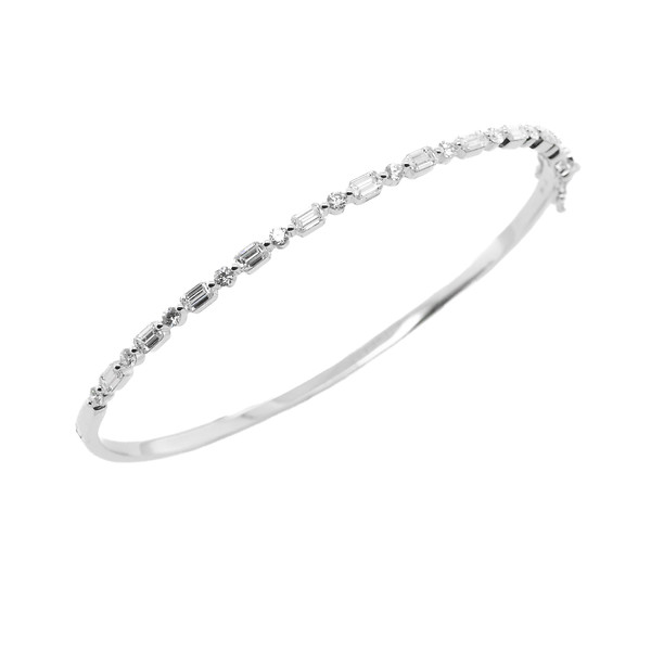 Baguette and Round Diamond Bangle 