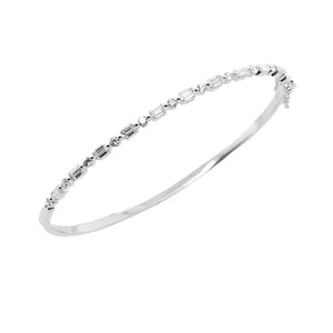 Baguette and Round Diamond Bangle 