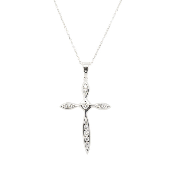 Pinched Diamond Cross Necklace