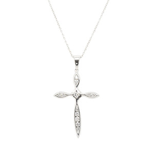 Pinched Diamond Cross Necklace