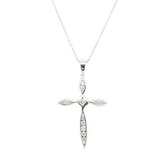 Pinched Diamond Cross Necklace