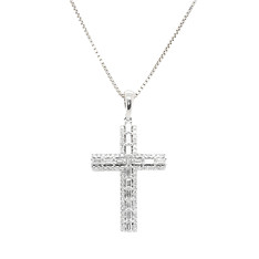 Baguette and Diamond Cross Pendant