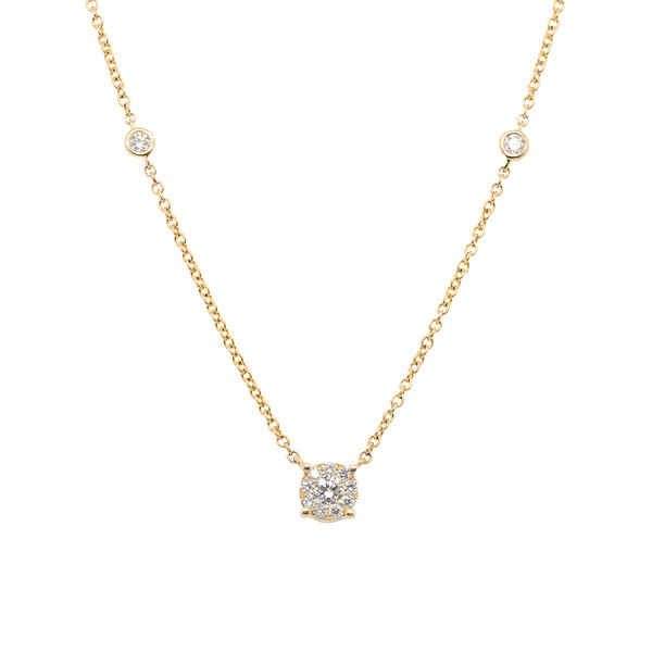 Diamond Cluster Necklace with Stations