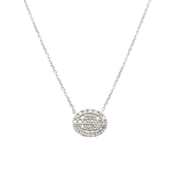 Pave Oval Disc Necklace