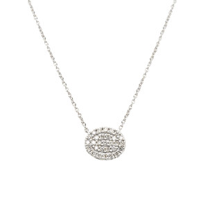 Pave Oval Disc Necklace