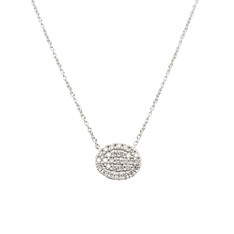 Pave Oval Disc Necklace