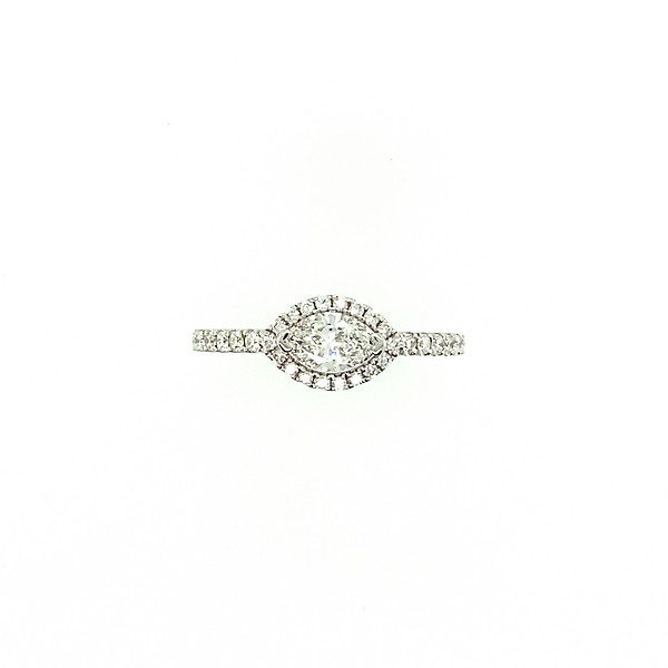 Sideways Halo Marquise Diamond Ring