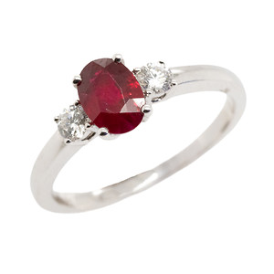 Ruby and Diamond Three Stone Ring