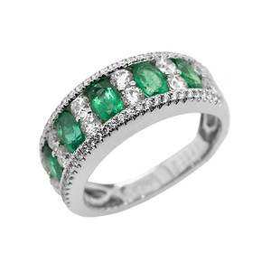 Alternating Emerald and Diamond Band