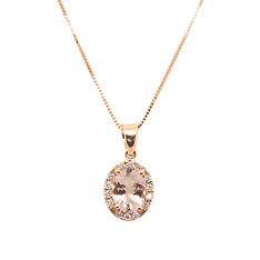 Morganite and Diamond Halo Pendant