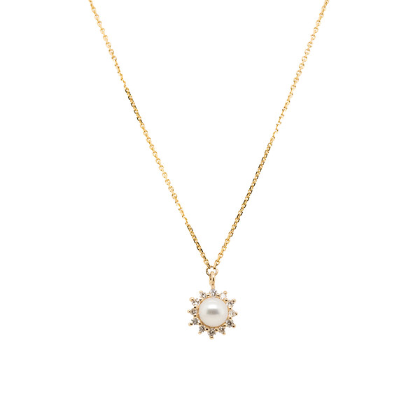 Pearl and Diamond Sun Necklace