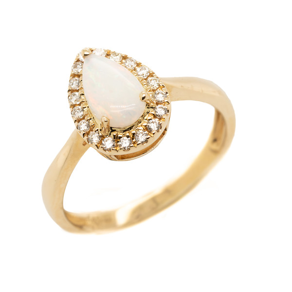 Opal and Diamond Halo Ring