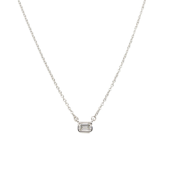 Emerald Cut Diamond Bezel Necklace