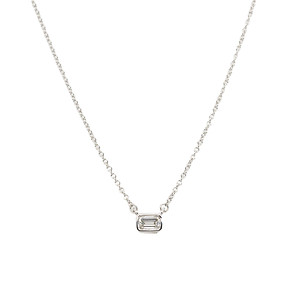 Emerald Cut Diamond Bezel Necklace
