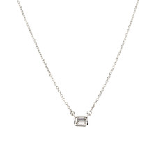 Emerald Cut Diamond Bezel Necklace