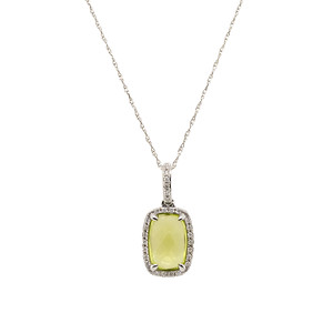 Peridot and Diamond Halo Pendant