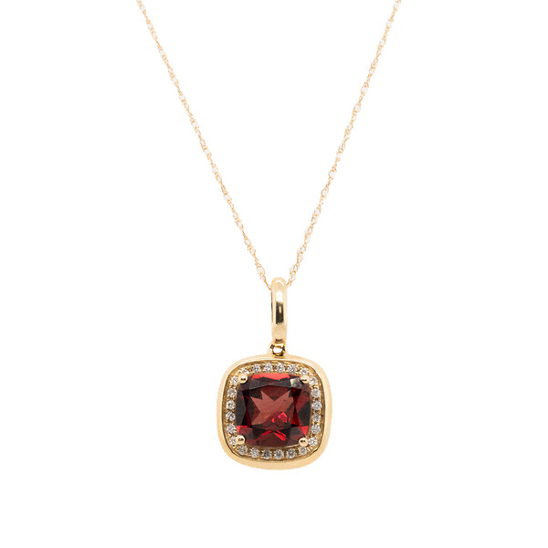 Garnet and Diamond Halo Necklace