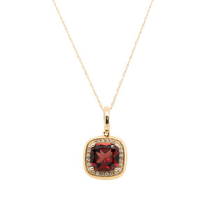 Garnet and Diamond Halo Necklace
