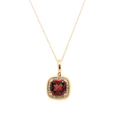 Garnet and Diamond Halo Necklace