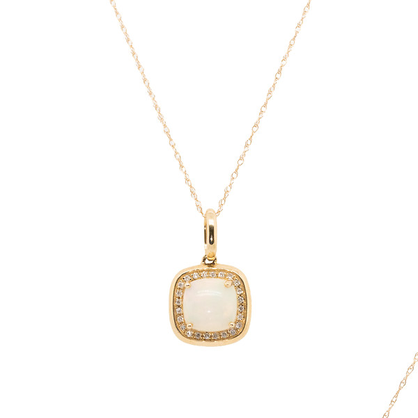 Opal and Diamond Halo Necklace