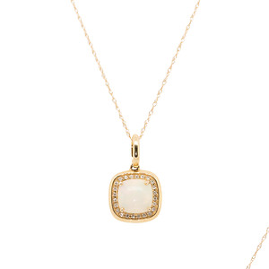 Opal and Diamond Halo Necklace