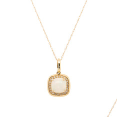 Opal and Diamond Halo Necklace