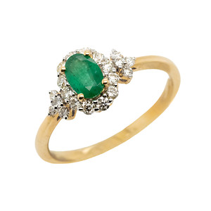 Emerald and Diamond Accent Ring
